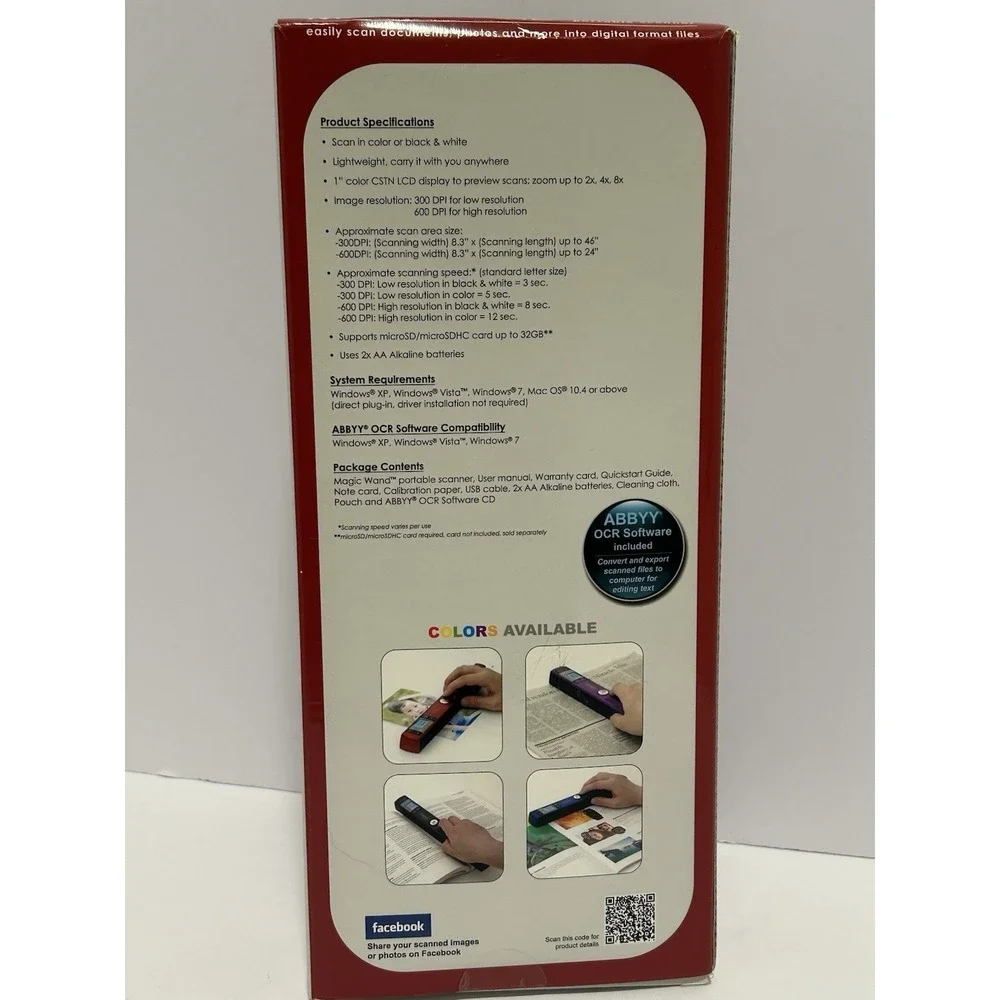 VuPoint Solutions Magic Wand Wireless Portable Handheld Scanner Model ST440R RED